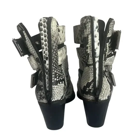 Jeffrey Campbell Caceres Buckle Snake Embossed Ankle Boots Size 6.5 - Picture 6 of 15